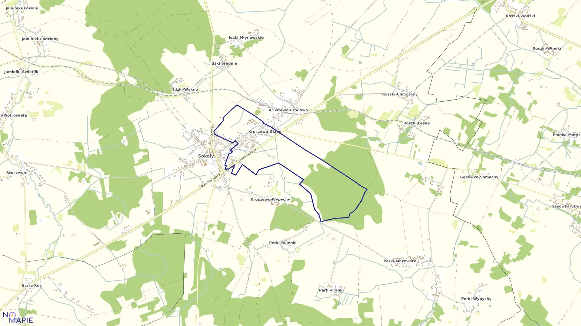 Mapa obrębu KRUSZEWO-GŁĄBY w gminie Sokoły