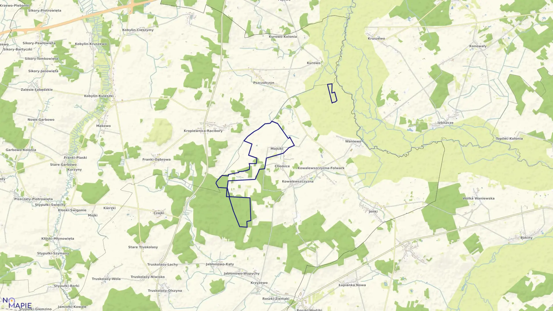 Mapa obrębu MOJSIKI w gminie Sokoły